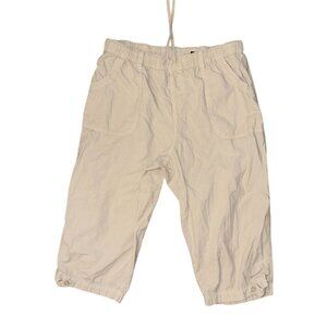 Gloria Vanderbilt Womens Casual Capri Pants PXL Beige 100% Cotton Elastic Waist